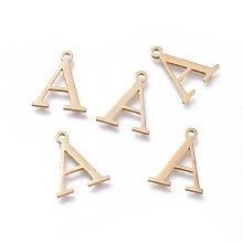 Honeyhandy 304 Stainless Steel Charms, Greek Alphabet, Golden, Letter.A, 13.8x11.5x1mm, Hole: 1.2mm