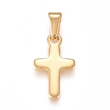 Honeyhandy 304 Stainless Steel Pendants, Cross, Golden, 21x12x1.5mm, Hole: 8x3mm