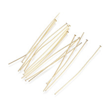 Honeyhandy 304 Stainless Steel Flat Head Pins, Real 18k Gold Plated, 50x0.7mm, 21 Gauge, Head: 1.5mm, 500pcs/bag