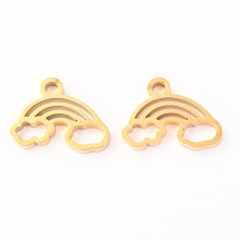 Honeyhandy 304 Stainless Steel Charms, Laser Cut, Rainbow, Golden, 12x9.5x1.4mm, Hole: 1.5mm