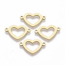 Honeyhandy 201 Stainless Steel Links connectors, Laser Cut, Heart, Golden, 12x20x1mm, Hole: 1.4mm