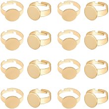 UNICRAFTALE 20pcs 12 mm Finger Rings Adjustable 304 Stainless Steel Cabochon Ring Components of Ring for Jewelry Making Pad Ring Base Findings Flat Round Golden