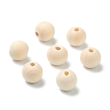 Honeyhandy Natural Unfinished Wood Beads, Round Wooden Loose Beads, Wheat, 14x12.5mm, Hole: 4.5mm, about 630pcs/500g