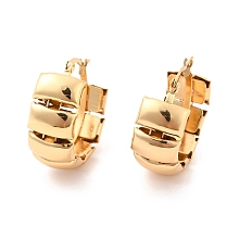 Honeyhandy Vacuum Plating 304 Stainless Steel Rectangle Tile Hoop Earrings for Women, Golden, 28x31x12mm, Pin: 0.6mm