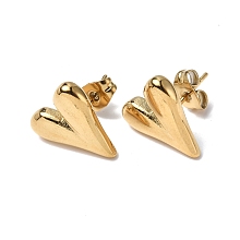 Honeyhandy Ion Plating(IP) 304 Stainless Steel Heart Stud Earrings for Women, Real 18K Gold Plated, 13.5x11.5mm, Pin: 0.7mm