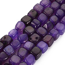 Natural Agate Beads Strands, Dyed & Heated, Cube, Blue Violet, 5~8x4~8x4~6mm, Hole: 1.2mm, about 50pcs/strand, 14.76 inch(37.5cm)