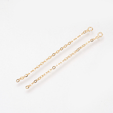 Honeyhandy Brass Chain Extender, Nickel Free, Real 18K Gold Plated, 42x3mm, Hole: 1.5mm