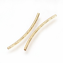 Honeyhandy Brass Tube Beads, Real 18K Gold Plated, 29x1.5mm, Hole: 1mm