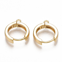 Honeyhandy Brass Huggie Hoop Earring Findings, Nickel Free, Real 18K Gold Plated, 16.5x14.5x3.5mm, Hole: 1.5mm, Pin: 1mm