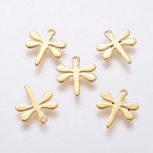 Honeyhandy 304 Stainless Steel Charms, Dragonfly, Golden, 12x11x0.8mm, Hole: 1.2mm