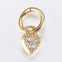 Honeyhandy Brass Micro Pave Cubic Zirconia Charms, Heart, Golden, 5x3.5x1.5mm, Hole: 3mm