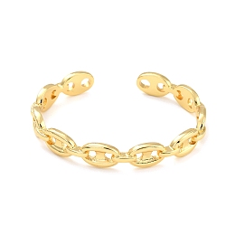 Honeyhandy Coffee Bean Chain Shape Cuff Bangle, Brass Open Bangle for Women, Lead Free & Cadmium Free, Real 18K Gold Plated, Inner Diameter: 2-1/4 inch(5.75cm)x1-7/8 inch(4.9cm)