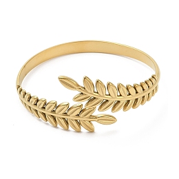 Honeyhandy Ion Plating(IP) 304 Stainless Steel Greek Roman Laurel Leaf Cuff Bangles, Jewelry for Women, Real 18K Gold Plated, Inner Diameter: 2 inch(5.05cm)