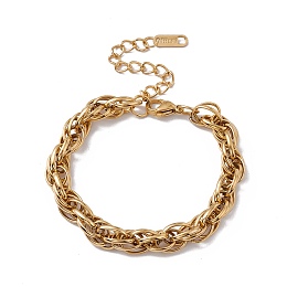 Honeyhandy 304 Stainless Steel Rope Chain Bracelet for Men Women, Golden, 6-1/2 inch(16.5cm)