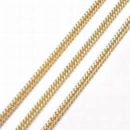 Honeyhandy Ion Plating(IP) 304 Stainless Steel Cuban Link Chains, Chunky Curb Chains, Unwelded, with Spool, Faceted, Golden, 5x4x0.8mm, about 32.8 Feet(10m)/roll