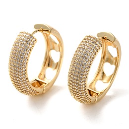 Honeyhandy Brass Micro Pave Cubic Zirconia Thick Hoop Earrings, Hollow Heart Earring for Women, Long-Lasting Plated, Golden, 28x28.5x8mm