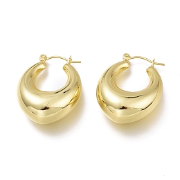 Honeyhandy Brass Hoop Earrings, Long-Lasting Plated, Oval, Real 18K Gold Plated, 31.5x24.3x12.3mm, Pin: 0.7mm