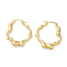 Honeyhandy Rack Plating Brass Hoop Earrings for Women, Lead Free & Cadmium Free, Long-Lasting Plated, Real 18K Gold Plated, 28x25x5mm