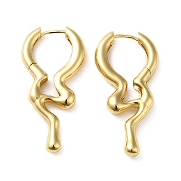 Honeyhandy Rack Plating Brass Melting Drop Hoop Earrings for Women, Lead Free & Cadmium Free, Long-Lasting Plated, Real 18K Gold Plated, 38x18x4mm