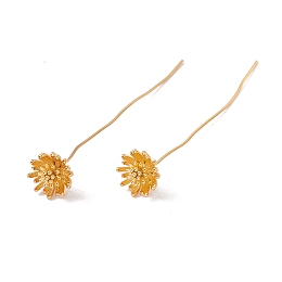 Honeyhandy Brass Daisy Flower Head Pins , Golden, 54mm, Pin: 21 Gauge(0.7mm), Flower: 9mm in diameter