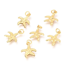 Honeyhandy Brass Charms, Long-Lasting Plated, Starfish, Real 18K Gold Plated, 14.5x12x1.5mm, Hole: 2.5mm