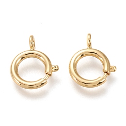 Honeyhandy Brass Spring Ring Clasps, Long-Lasting Plated, Real 18K Gold Plated, 16.5x13.5x2~4.5mm, Hole: 2.4mm