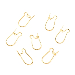 Honeyhandy Brass Hoop Earring Findings, Kidney Ear Wire, Long-Lasting Plated, Real 18K Gold Plated, 19x9x4mm, Pin: 0.7mm