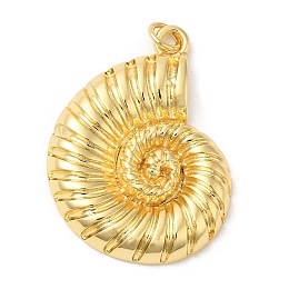 Honeyhandy Brass Pendants, with Jump Ring, Long-Lasting Plated, Lead Free & Cadmium Free, Conch Charm, Real 18K Gold Plated, 33.5x25x4mm, Hole: 3mm