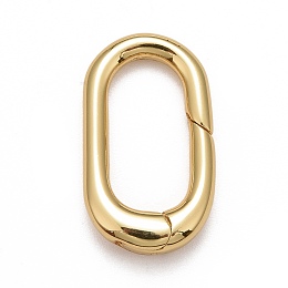 Honeyhandy Rack Plating Brass Spring Gate Rings, Cadmium Free & Nickel Free & Lead Free, Long-Lasting Plated, Oval Rings, Real 18K Gold Plated, 18x10x3mm, 9 Gauge, inner diameter: 10mm