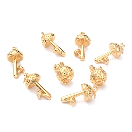 Honeyhandy Autumn Theme Brass Pendants, Long-Lasting Plated, Mushroom, Real 18K Gold Plated, 20x9.5mm, Hole: 3mm