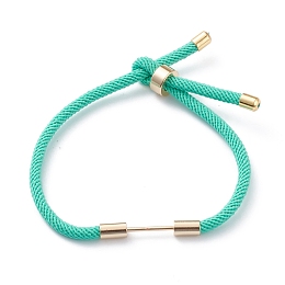 Honeyhandy Braided Nylon Cord Bracelet Making, with Brass Findings, Light Green, 9-1/2 inch(24cm), Link: 30x4mm