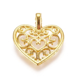 Honeyhandy Zinc Alloy Open Back Bezel Pendants, For DIY UV Resin, Epoxy Resin, Pressed Flower Jewelry, Heart, Golden, 16x14.5x3mm, Hole: 1.5mm