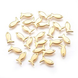 Honeyhandy 201 Stainless Steel Charms, Fish, Golden, 6.5x11.5x0.5mm, Hole: 1mm