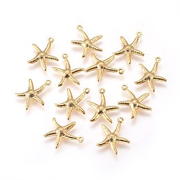 Honeyhandy 304 Stainless Steel Charms, Starfish/Sea Stars, Golden, 17x15x2mm, Hole: 1mm