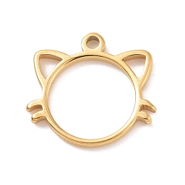 Honeyhandy 304 Stainless Steel Charms, Cat Head Charms, Golden, 10x11x1mm, Hole: 1mm