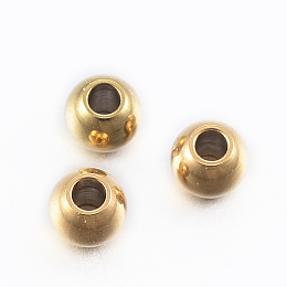 Honeyhandy Ion Plating(IP) 304 Stainless Steel Beads, Round, Golden, 3x2.5mm, Hole: 1.1mm