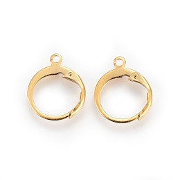 Honeyhandy 304 Stainless Steel Leverback Earring Findings, with Loop, Real 24K Gold Plated, 14.5x12.5x2mm, Hole: 1.2mm