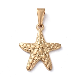 Honeyhandy 304 Stainless Steel Pendants, Starfish/Sea Stars, Golden, 23x20x3mm, Hole: 8x3mm