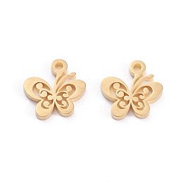 Honeyhandy 304 Stainless Steel Charms, Laser Cut, Butterfly, Golden, 10x10x1mm, Hole: 1.2mm