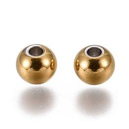 Honeyhandy 304 Stainless Steel Spacer Beads, Round, Golden, 4x3.5mm, Hole: 1.2mm