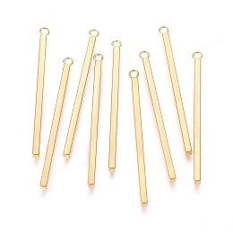 Honeyhandy 304 Stainless Steel Pendants, Bar, Golden, 43x3x2mm, Hole: 1.8mm