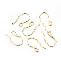 Honeyhandy 304 Stainless Steel Earring Hooks, with Horizontal Loop, Golden, 22x11.5x1mm, Hole: 3x2mm, 21 Gauge, Pin: 0.7~1mm