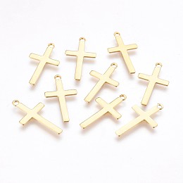 Honeyhandy 304 Stainless Steel Pendants, Cross, Golden, 23x12.5x0.7mm, Hole: 1.5mm