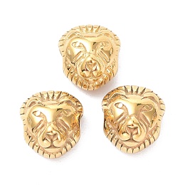 Honeyhandy Ion Plating(IP) 304 Stainless Steel Beads, Lion Head, Golden, 12x10.5x8mm, Hole: 2.7mm