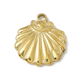 Honeyhandy 304 Stainless Steel Pendants, Shell Charm, Golden, 18x16x2.5mm, Hole: 2.1mm