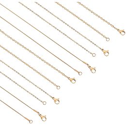 UNICRAFTALE 12pcs 17.7/19.7/23.8in Cable Chain & Snake Chain Necklace Stainless Steel Chain Necklaces with Lobster Claw Clasps Women Men Vacuum Plating Chain Golden