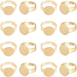 UNICRAFTALE 20pcs 12 mm Finger Rings Adjustable 304 Stainless Steel Cabochon Ring Components of Ring for Jewelry Making Pad Ring Base Findings Flat Round Golden