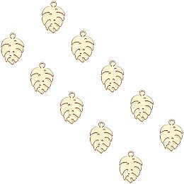 UNICRAFTALE About 20pcs Gold Plated Leaf Charms Hypoallergenic Stainless Steel Pendants Smooth Metal DIY Pendant 1.2mm Hole for Jewelry Findings Making 13mm