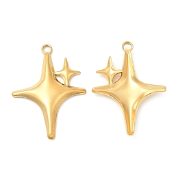 Honeyhandy 304 Stainless Steel Pendants, Star Charm, Real 18K Gold Plated, 36x26x3mm, Hole: 3mm