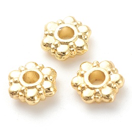 Honeyhandy Rack Plating Alloy Spacer Beads, Lead Free & Cadmium Free, Long-Lasting Plated, Flower, Real 18K Gold Plated, 7.5x8x2.5mm, Hole: 2mm